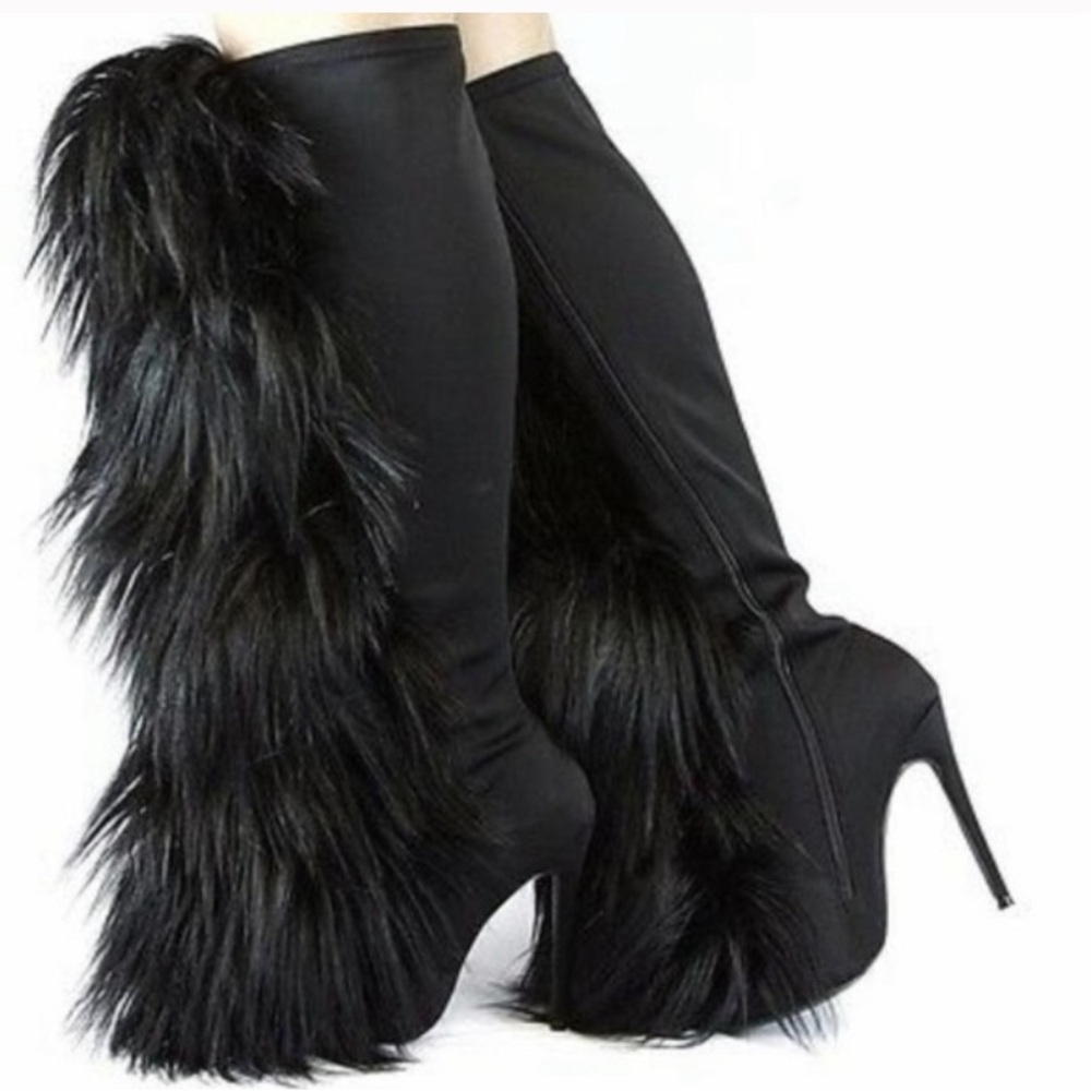 Nelly Bernal fur knee high boots